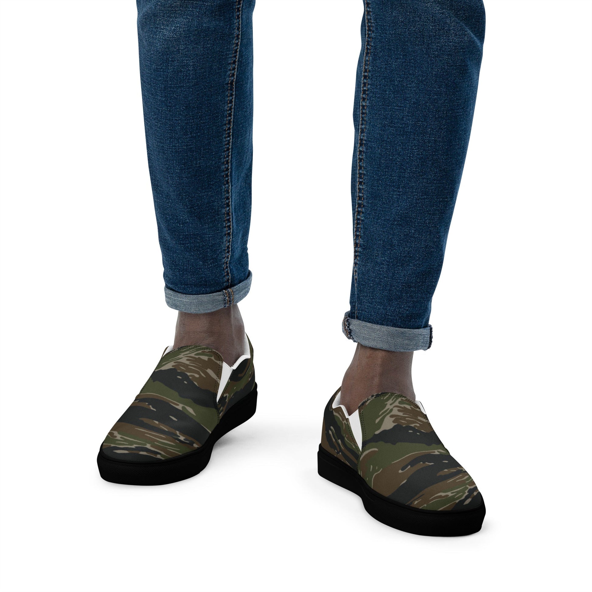 American Tiger Stripe Vintage Advisor Vietnam CAMO Mens Slip-On Canvas Shoes