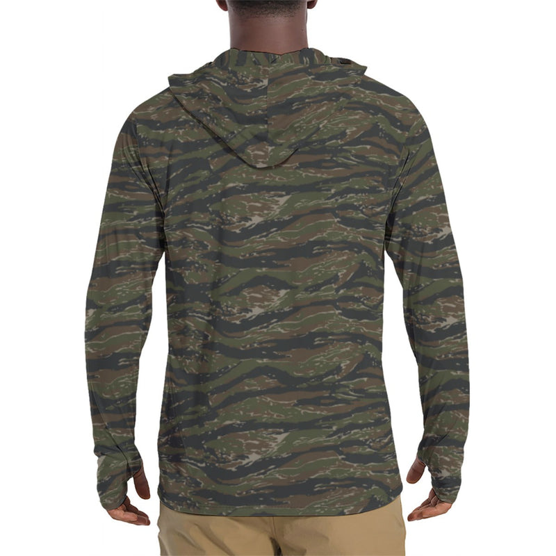 Tiger Stripe Vintage Advisor Vietnam CAMO Mens Sunscreen Sports Hoodie With Thumb Holes - S / White