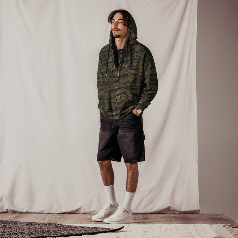 Tiger Stripe Vintage Advisor Vietnam CAMO Unisex Zip Hoodie