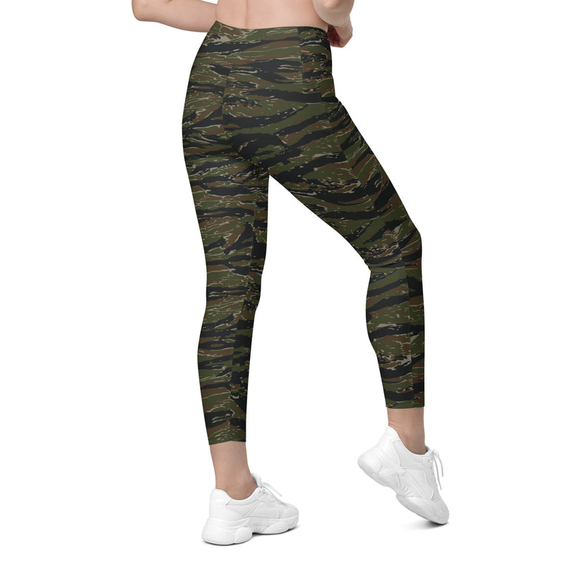 Tiger Stripe Vintage Advisor Vietnam CAMO Womens Leggings with Pockets - Women
