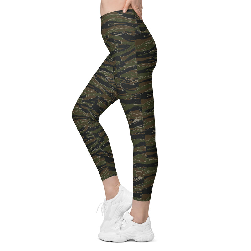 Tiger Stripe Vintage Advisor Vietnam CAMO Womens Leggings with Pockets - Women