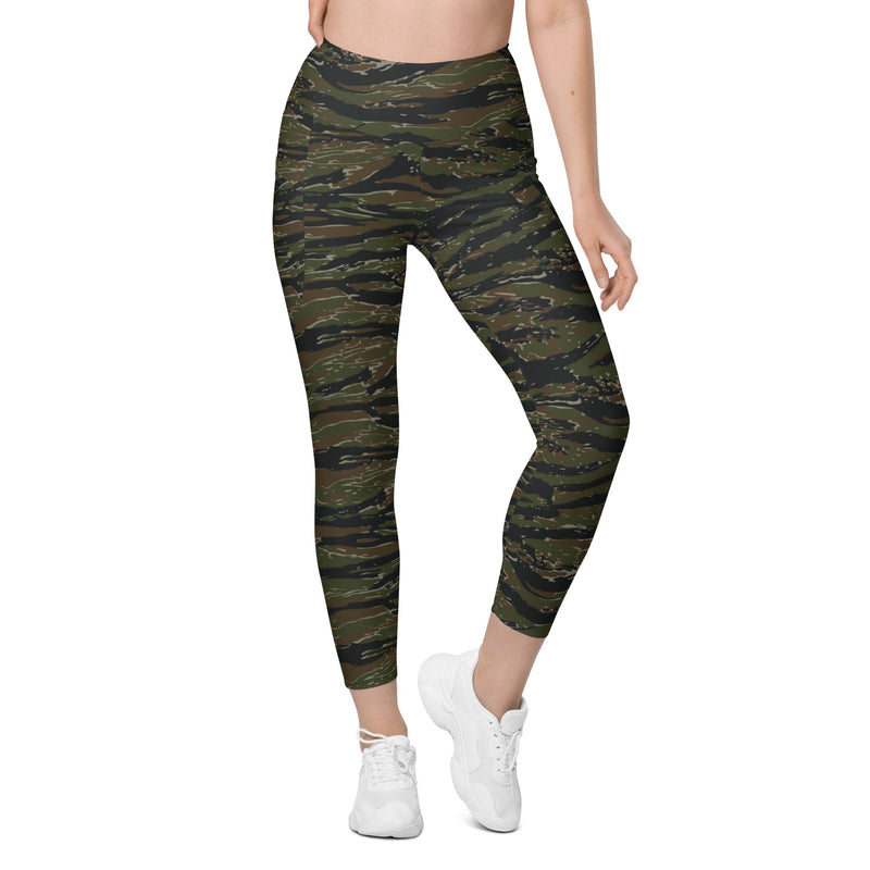Tiger Stripe Vintage Advisor Vietnam CAMO Womens Leggings with Pockets - Women