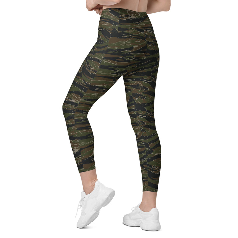 Tiger Stripe Vintage Advisor Vietnam CAMO Womens Leggings with Pockets - Women