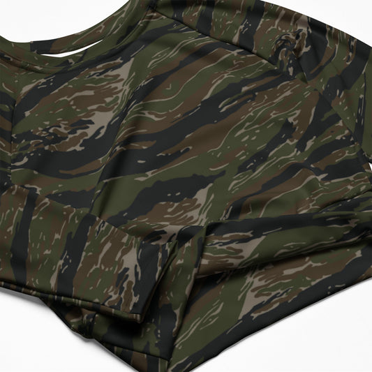 American Tiger Stripe Vintage Advisor Vietnam CAMO Womens Long-Sleeve Crop Top
