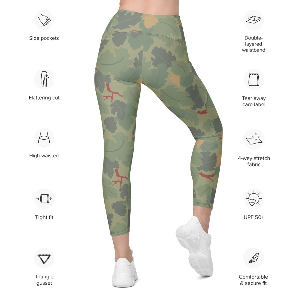 American USMC Wine Leaf Mitchell CAMO Leggings with pockets - Womens With Pockets