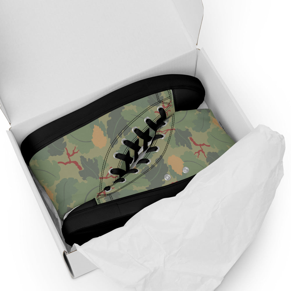 American USMC Wine Leaf Mitchell CAMO Men’s high top canvas shoes - Mens High Top Canvas Shoes