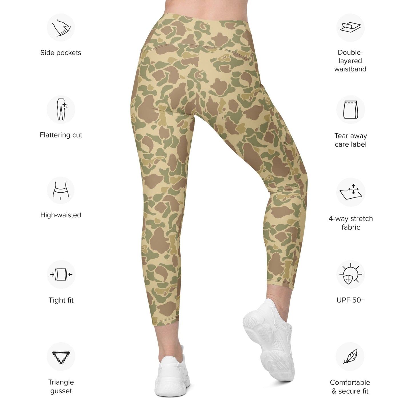 American WW2 M1942 Frog Skin Beach CAMO Leggings with pockets - Womens With Pockets