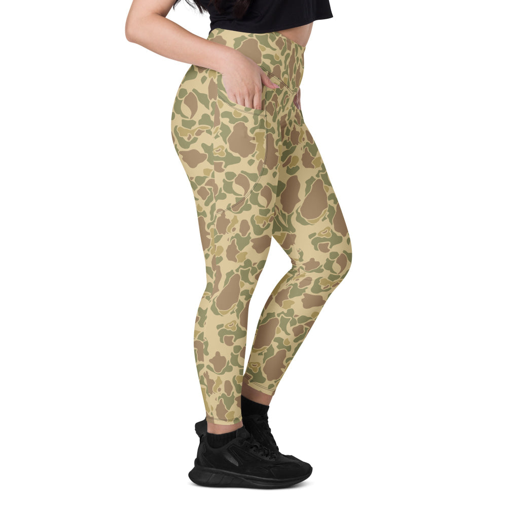 American WW2 M1942 Frog Skin Beach CAMO Leggings with pockets - Womens With Pockets