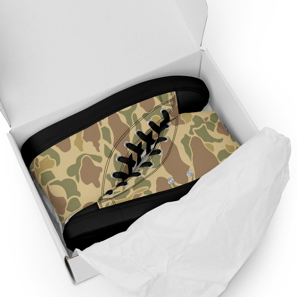 American WW2 M1942 Frog Skin Beach CAMO Men’s high top canvas shoes - Mens High Top Canvas Shoes