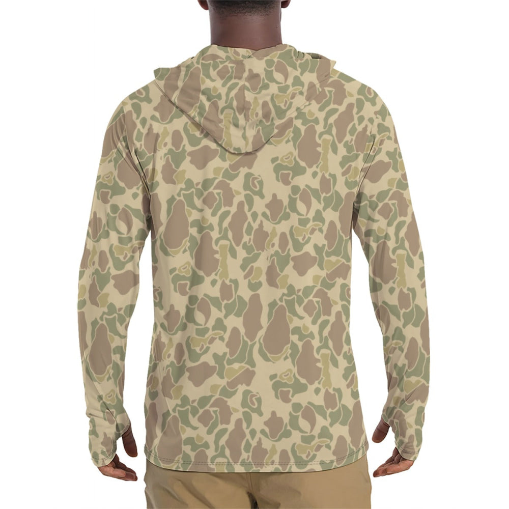 American WW2 M1942 Frog Skin Beach CAMO Men’s Sunscreen Sports Hoodie With Thumb Holes - Mens