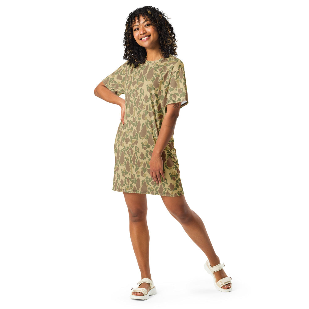 American WW2 M1942 Frog Skin Beach CAMO T-shirt dress - Womens T-Shirt Dress