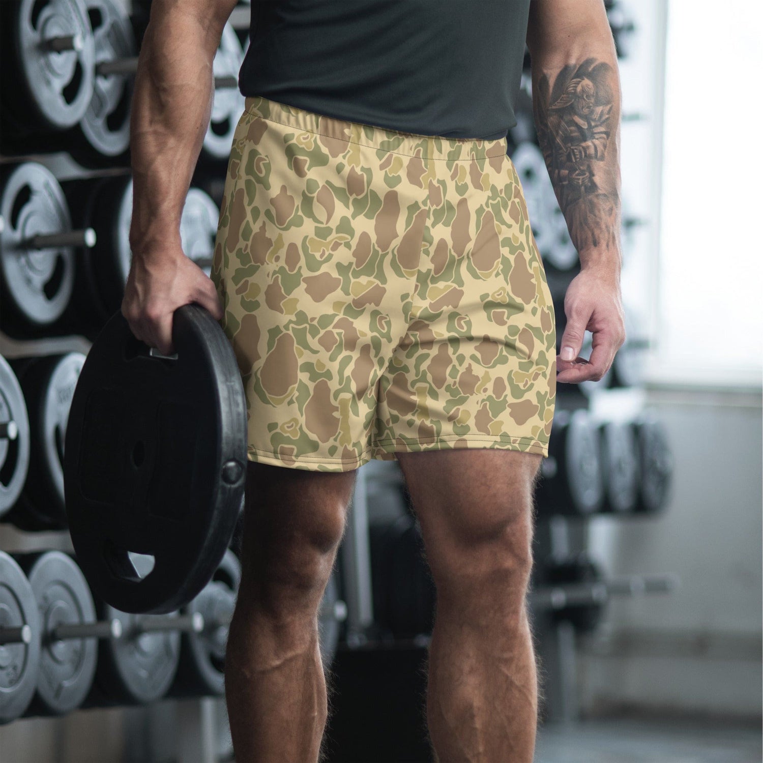 American WW2 M1942 Frog Skin Beach CAMO Unisex Athletic Long Shorts - XS