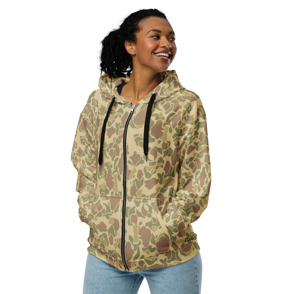 American WW2 M1942 Frog Skin Beach CAMO Unisex zip hoodie - Zip Hoodie