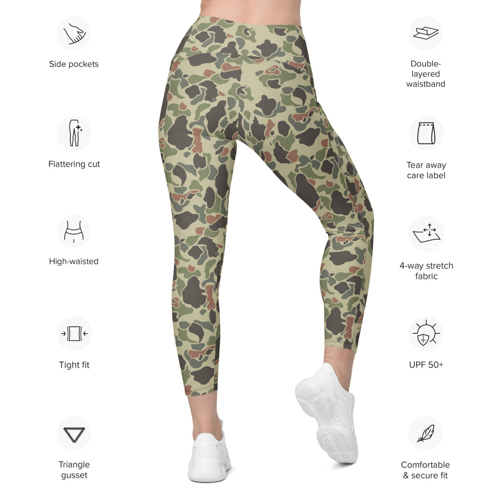 American WW2 M1942 Frog Skin Jungle Faded CAMO Leggings with pockets - Womens With Pockets