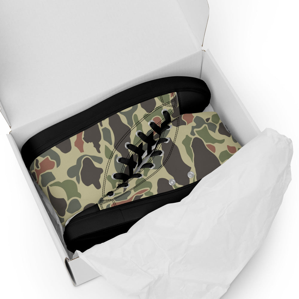 American WW2 M1942 Frog Skin Jungle Faded CAMO Men’s high top canvas shoes - Mens High Top Canvas Shoes