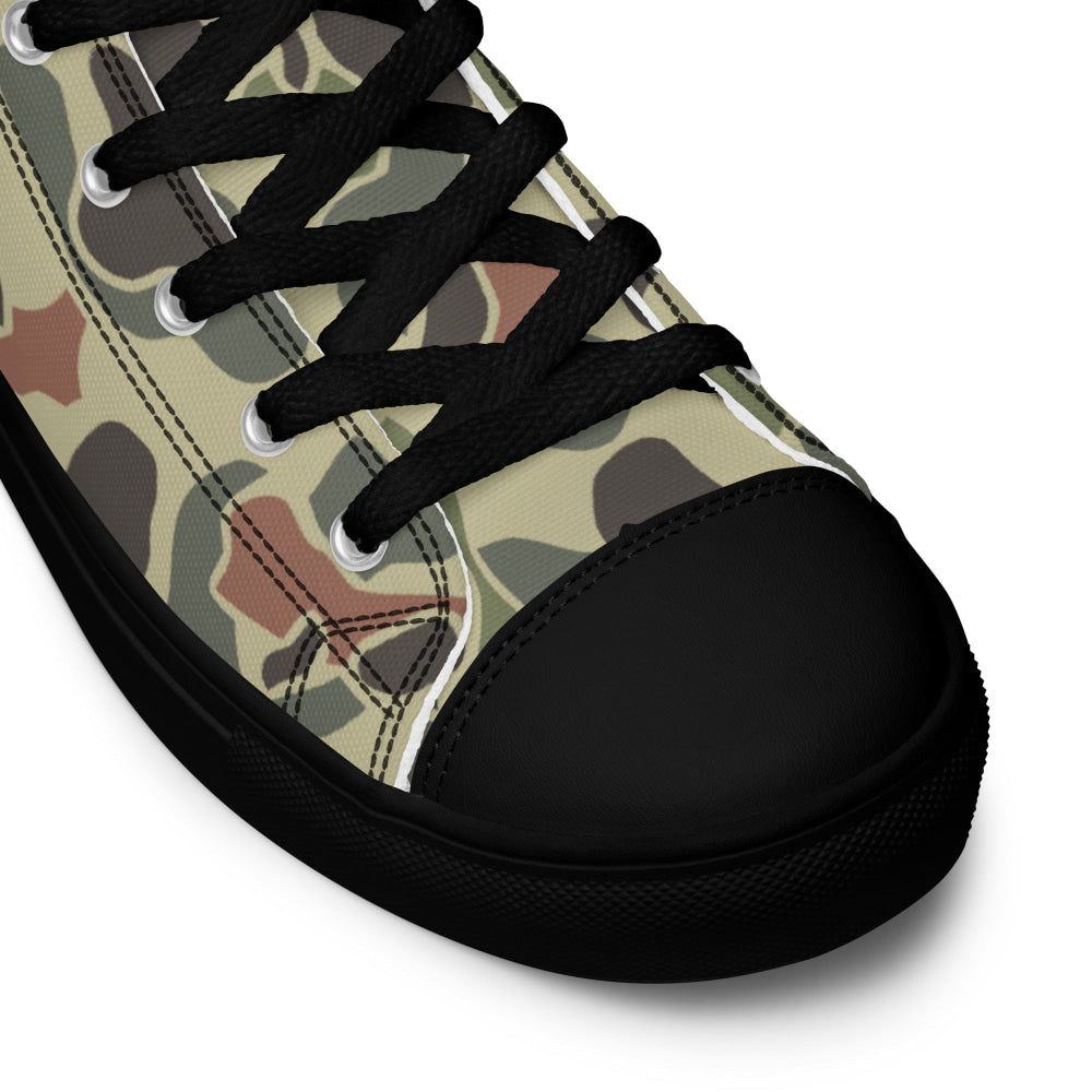 American WW2 M1942 Frog Skin Jungle Faded CAMO Men’s high top canvas shoes - Mens High Top Canvas Shoes