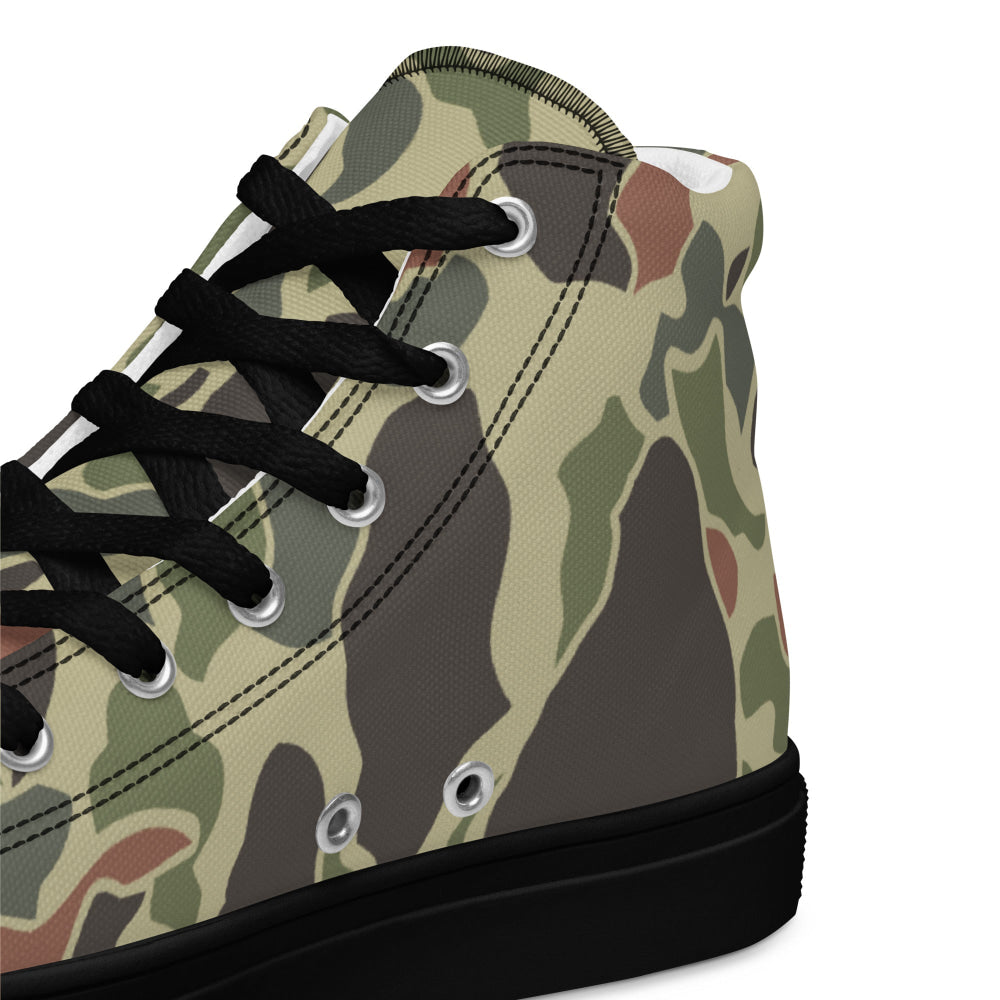 American WW2 M1942 Frog Skin Jungle Faded CAMO Men’s high top canvas shoes - Mens High Top Canvas Shoes