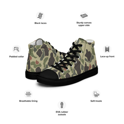 American WW2 M1942 Frog Skin Jungle Faded CAMO Men’s high top canvas shoes - Mens High Top Canvas Shoes