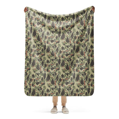 American WW2 M1942 Frog Skin Jungle Faded CAMO Sherpa blanket - 50″×60″ - Blanket