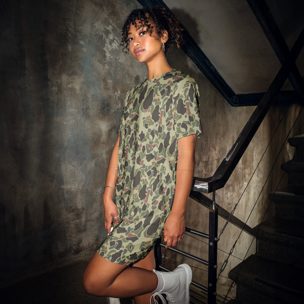 American WW2 M1942 Frog Skin Jungle Faded CAMO T-shirt dress - 2XS - Womens T-Shirt Dress