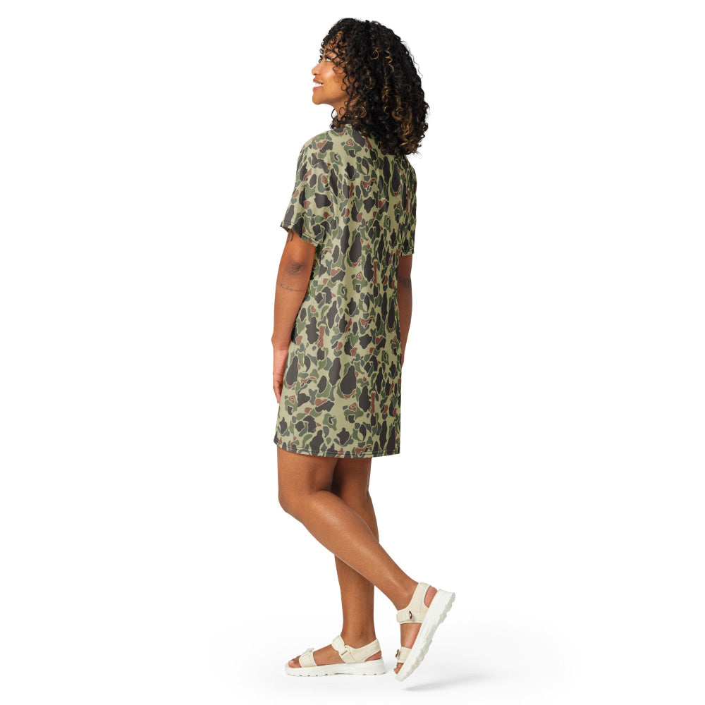 American WW2 M1942 Frog Skin Jungle Faded CAMO T-shirt dress - Womens T-Shirt Dress