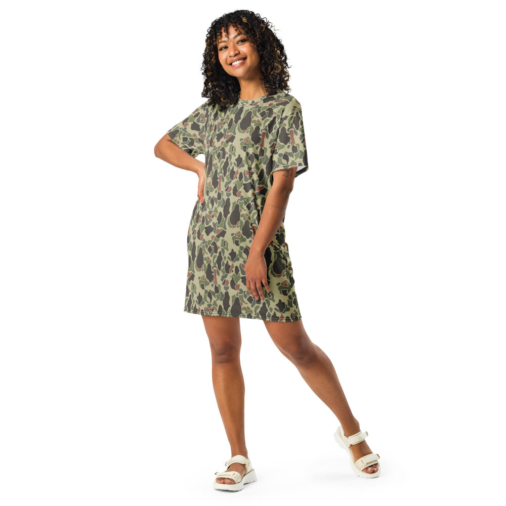 American WW2 M1942 Frog Skin Jungle Faded CAMO T-shirt dress - Womens T-Shirt Dress