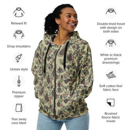 American WW2 M1942 Frog Skin Jungle Faded CAMO Unisex zip hoodie - Zip Hoodie