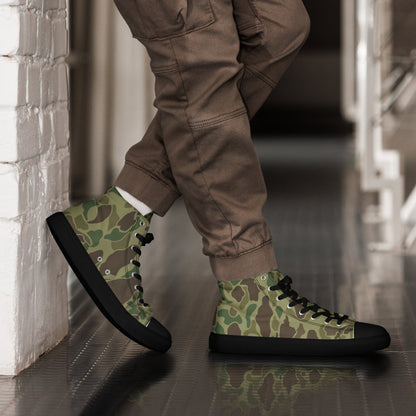 American WW2 M1942 Frog Skin Jungle CAMO Men’s high top canvas shoes - Black / 5 - Mens High Top Canvas Shoes