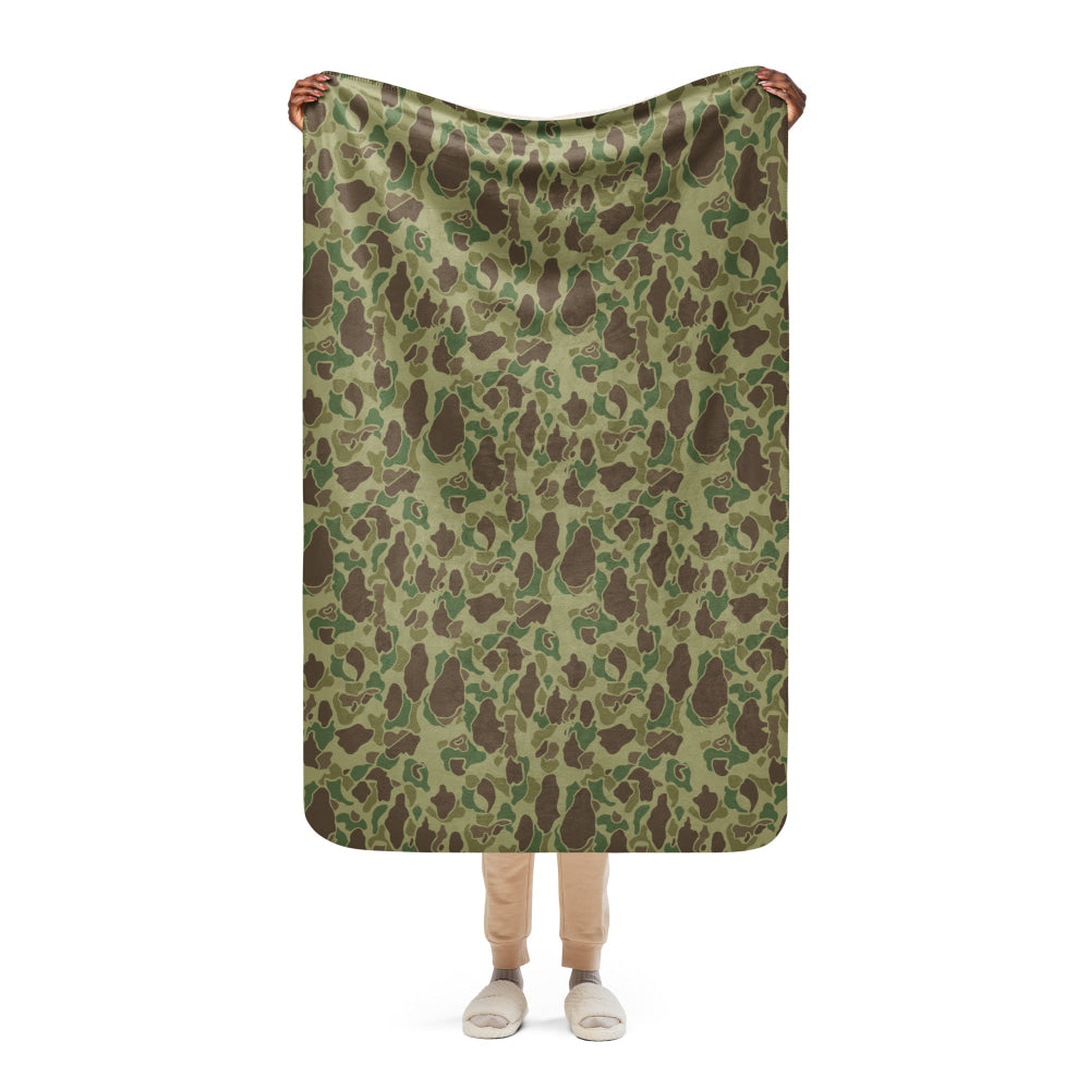 American WW2 M1942 Frog Skin Jungle CAMO Sherpa blanket - 37″×57″ - Blanket