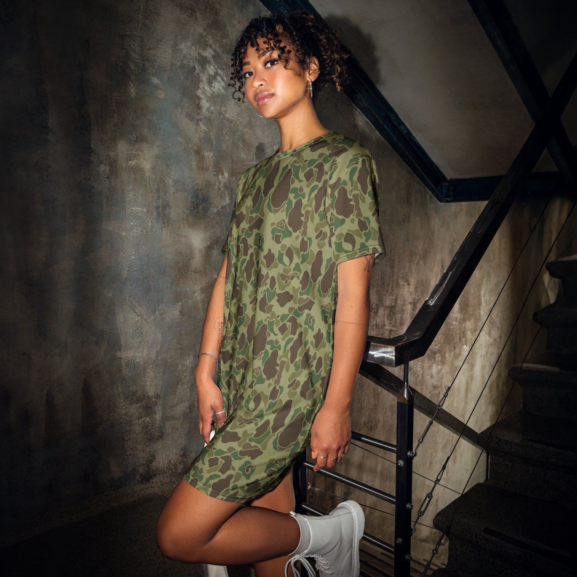 American WW2 M1942 Frog Skin Jungle CAMO T-shirt dress - 2XS - Womens T-Shirt Dress