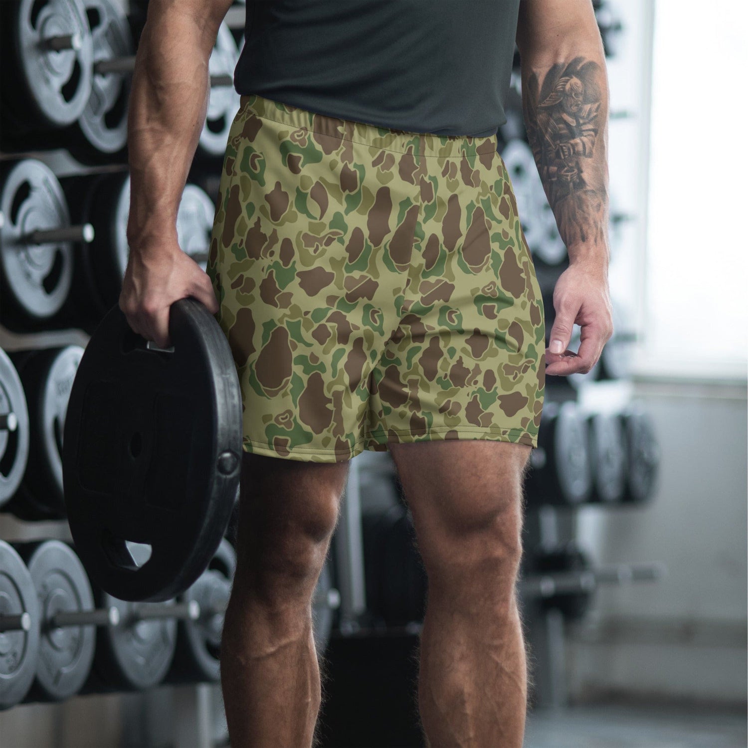 American WW2 M1942 Frog Skin Jungle CAMO Unisex Athletic Long Shorts - XS