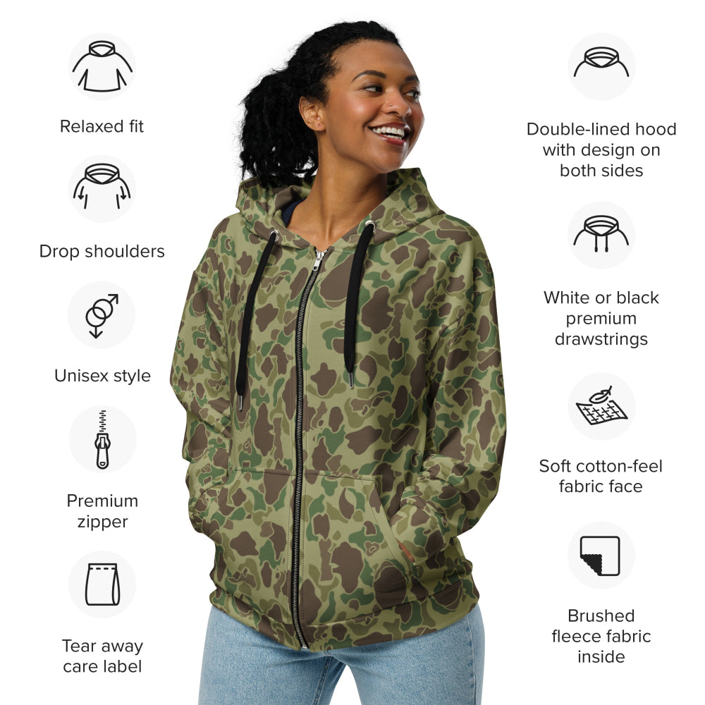 American WW2 M1942 Frog Skin Jungle CAMO Unisex zip hoodie - Zip Hoodie