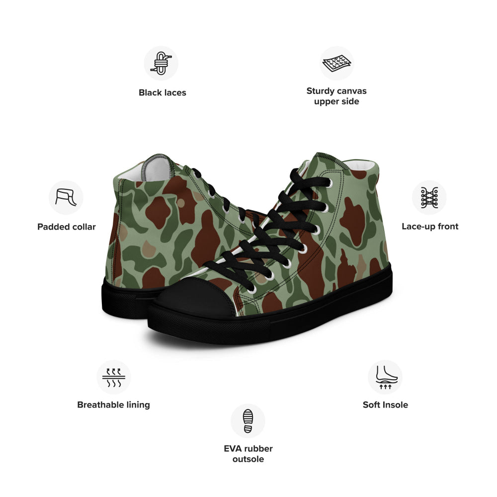 American WW2 M1942 Frog Skin Raider CAMO Men’s high top canvas shoes - Mens High Top Canvas Shoes