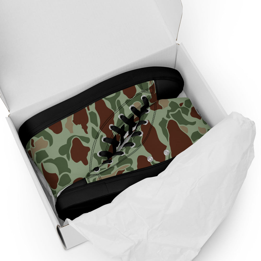 American WW2 M1942 Frog Skin Raider CAMO Men’s high top canvas shoes - Mens High Top Canvas Shoes