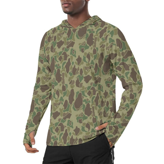 American WW2 M1942 Frogskin Jungle CAMO Men’s Sunscreen Sports Hoodie With Thumb Holes - Mens