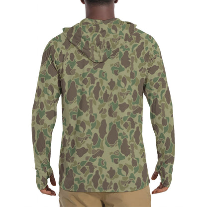 American WW2 M1942 Frog Skin Jungle CAMO Men’s Sunscreen Sports Hoodie With Thumb Holes - Mens