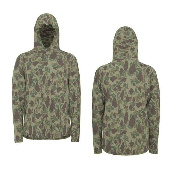 American WW2 M1942 Frogskin Jungle CAMO Men’s Sunscreen Sports Hoodie With Thumb Holes - S / White - Mens Sunscreen Sports Hoodie