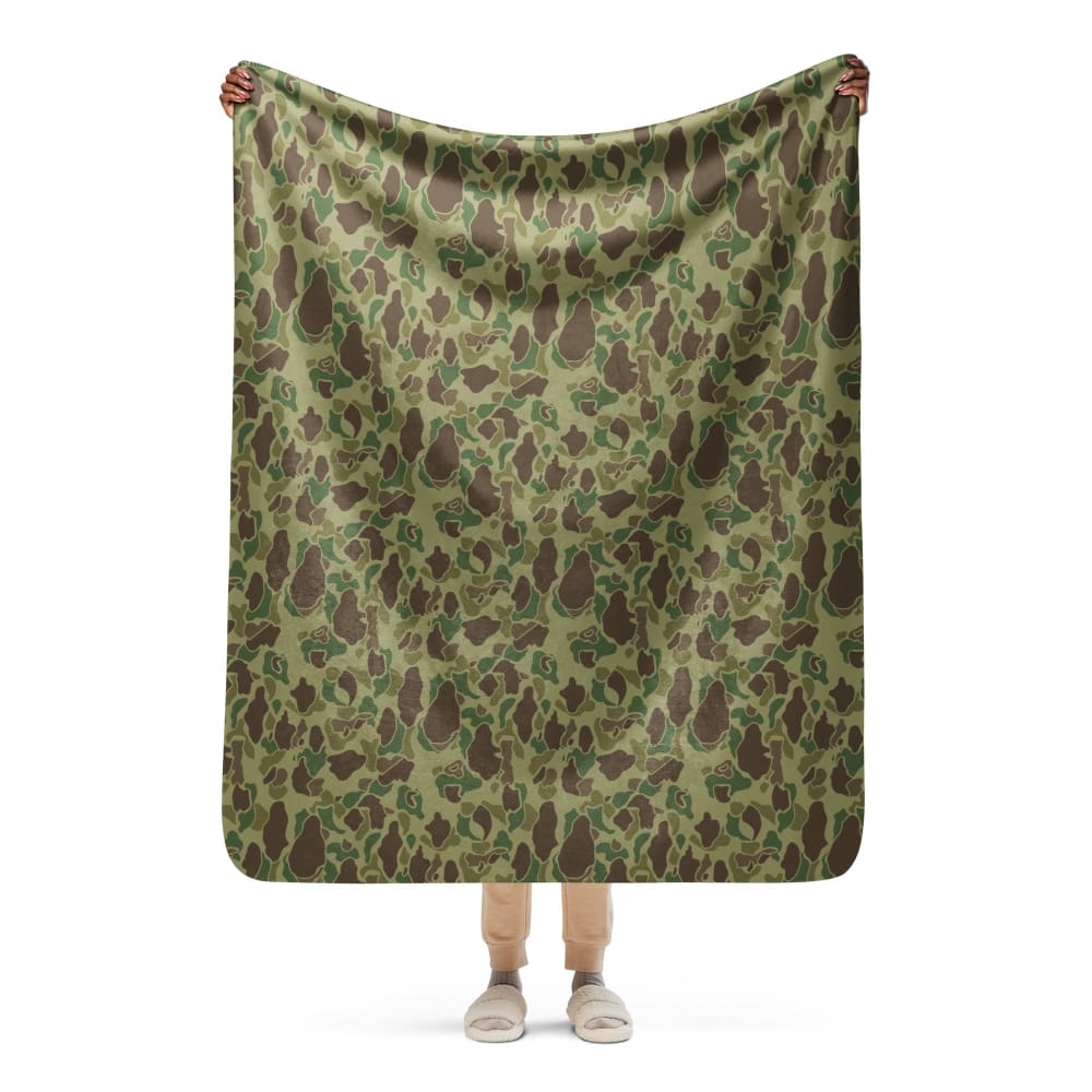 American WW2 M1942 Frogskin Jungle CAMO Sherpa blanket - 50″×60″