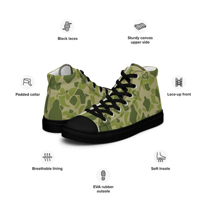 American WW2 Parachute CAMO Men’s high top canvas shoes - Mens High Top Canvas Shoes