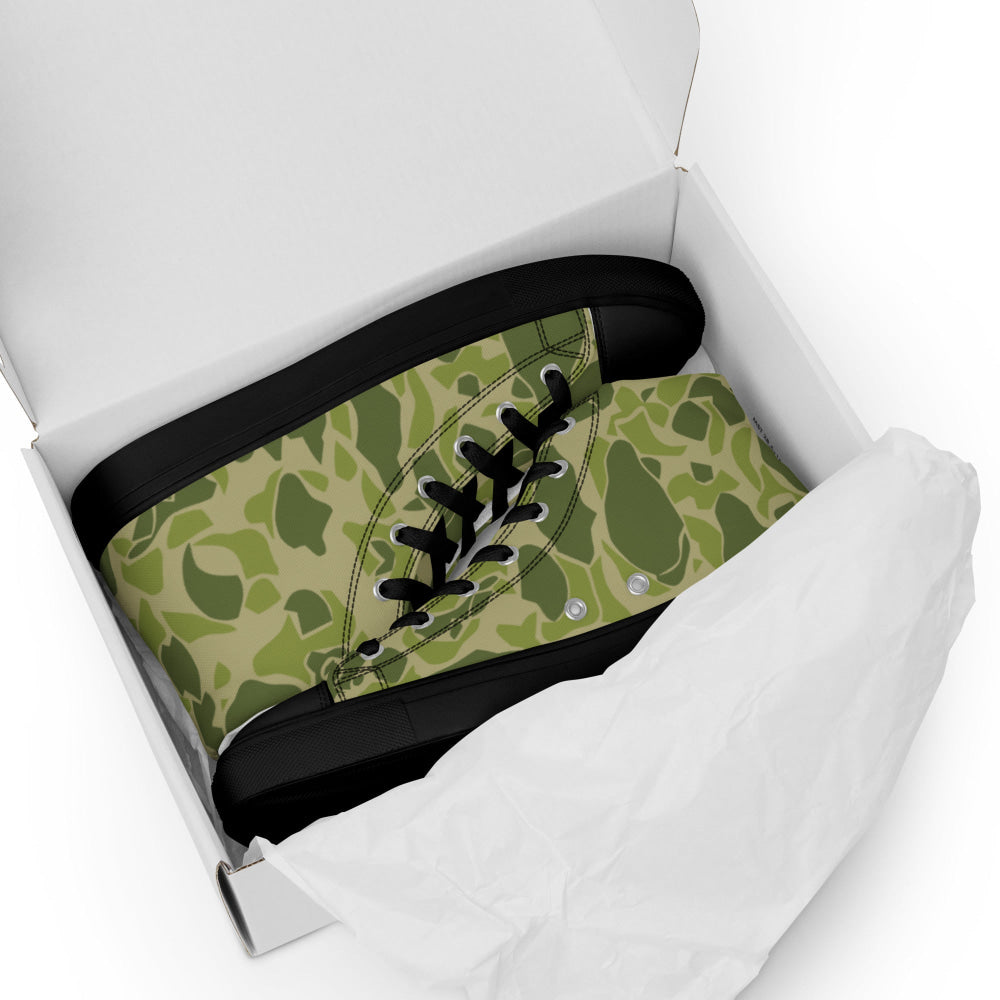 American WW2 Parachute CAMO Men’s high top canvas shoes - Mens High Top Canvas Shoes