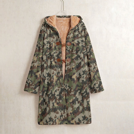 Amoeba Alpine Fleck Heritage CAMO Men’s Horn Button Long Fleece Coat - S / White - Jacket