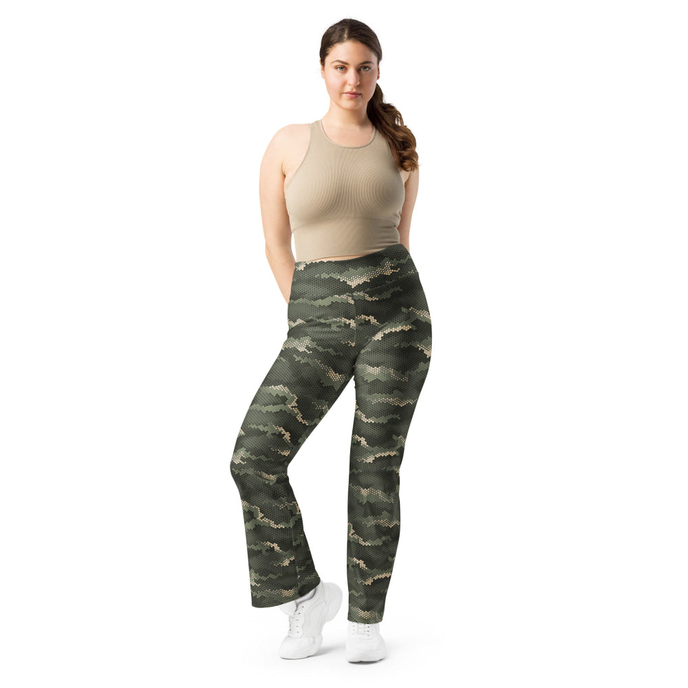 Anaconda Hexagon CAMO Flare leggings - 2XS - Womens Leggings