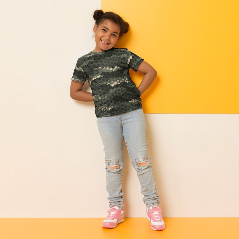 Anaconda Hexagon CAMO Kids crew neck t-shirt