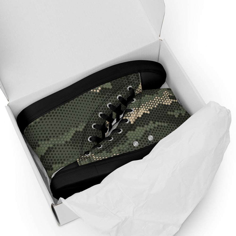 Anaconda Hexagon CAMO Men’s high top canvas shoes - Mens High Top Canvas Shoes