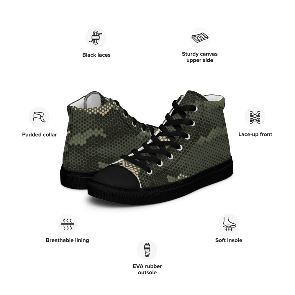 Anaconda Hexagon CAMO Men’s high top canvas shoes - Mens High Top Canvas Shoes