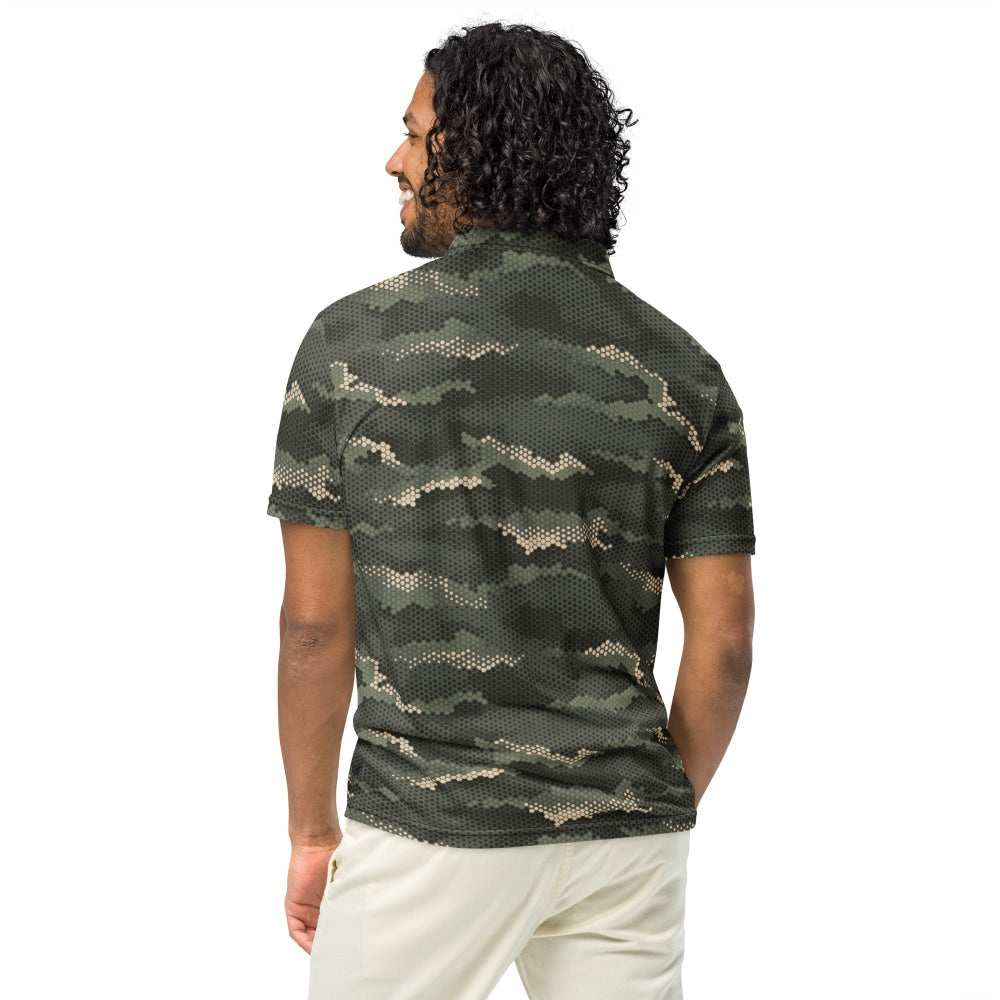 Anaconda Hexagon CAMO Men’s slim fit polo - Mens Slim Fit Polo