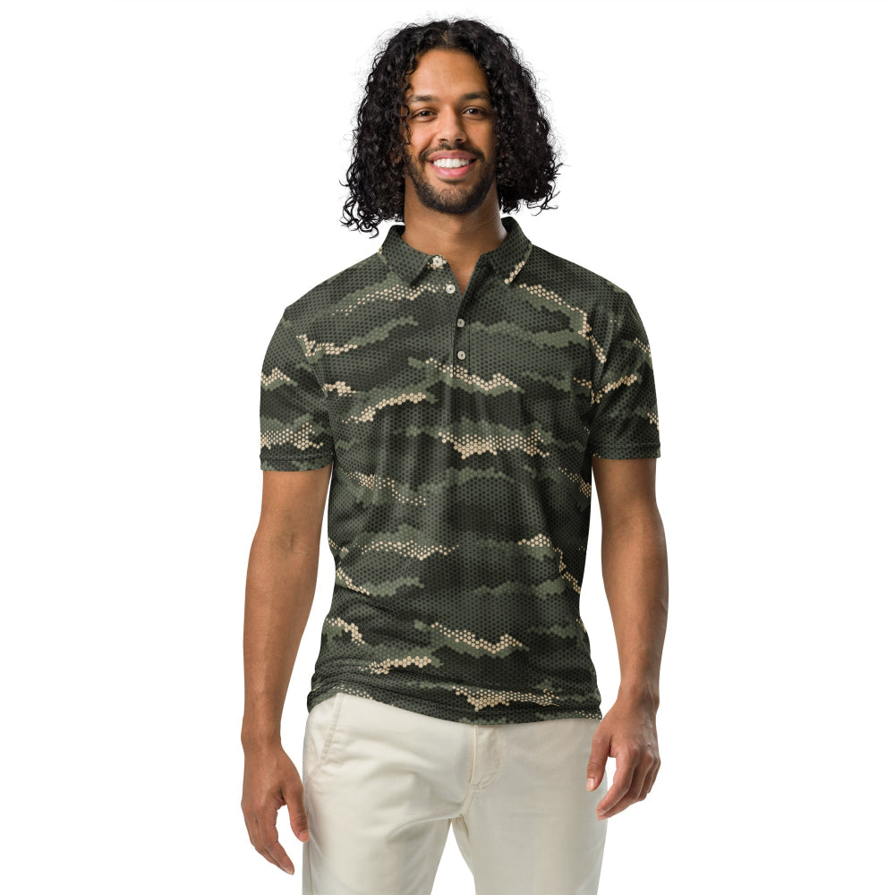 Anaconda Hexagon CAMO Men’s slim fit polo - Mens Slim Fit Polo