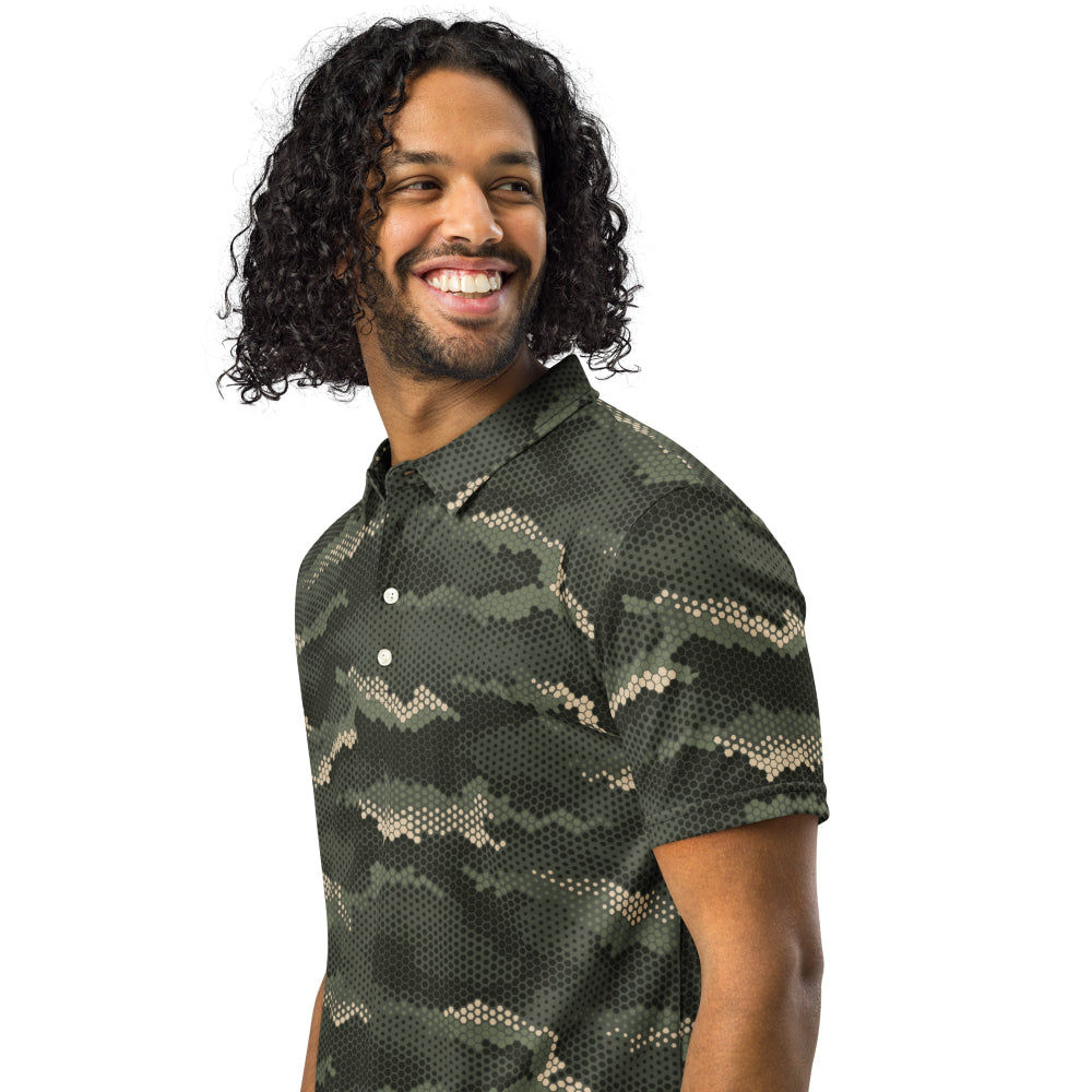 Anaconda Hexagon CAMO Men’s slim fit polo - Mens Slim Fit Polo