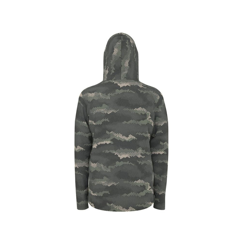 Anaconda Hexagon CAMO Men’s Sunscreen Sports Hoodie With Thumb Holes - Mens Sunscreen Sports Hoodie With Thumb Holes