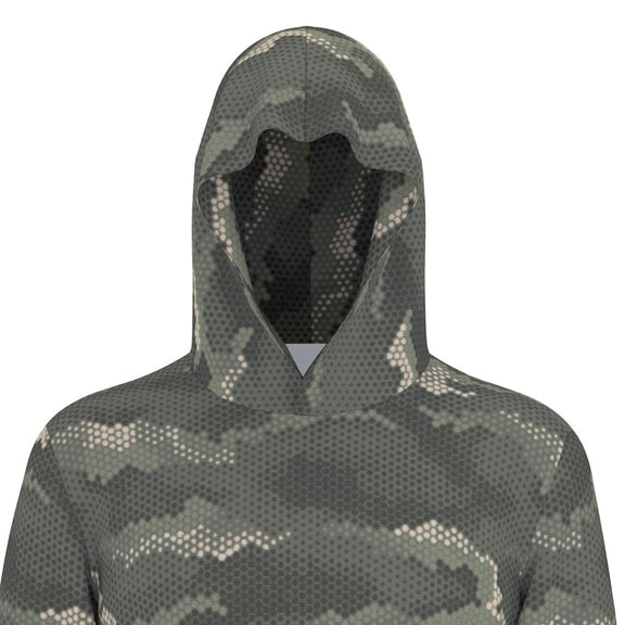 Anaconda Hexagon CAMO Men’s Sunscreen Sports Hoodie With Thumb Holes - Mens Sunscreen Sports Hoodie With Thumb Holes